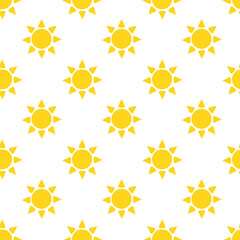 Seamless Pattern with Cute Sun. Vector flat illustration.
