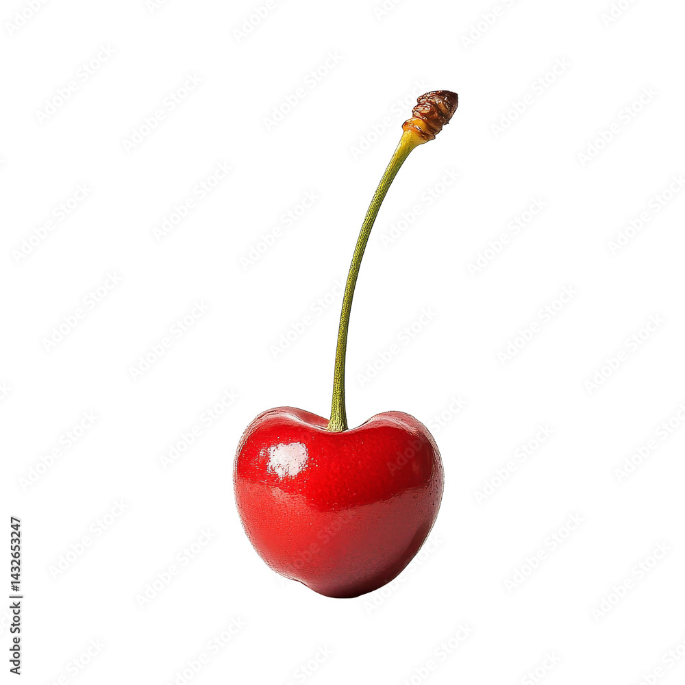 Aufkleber bright red cherry standing tall against a clean transparent background with a simple yet elegant pre