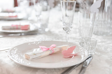 Elegant Wedding Dining Table Set for a Special Occasion with Delicate Decorations