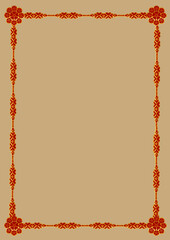 Vintage Wedding Invitation Template with Red Borders – Traditional Old Paper Design