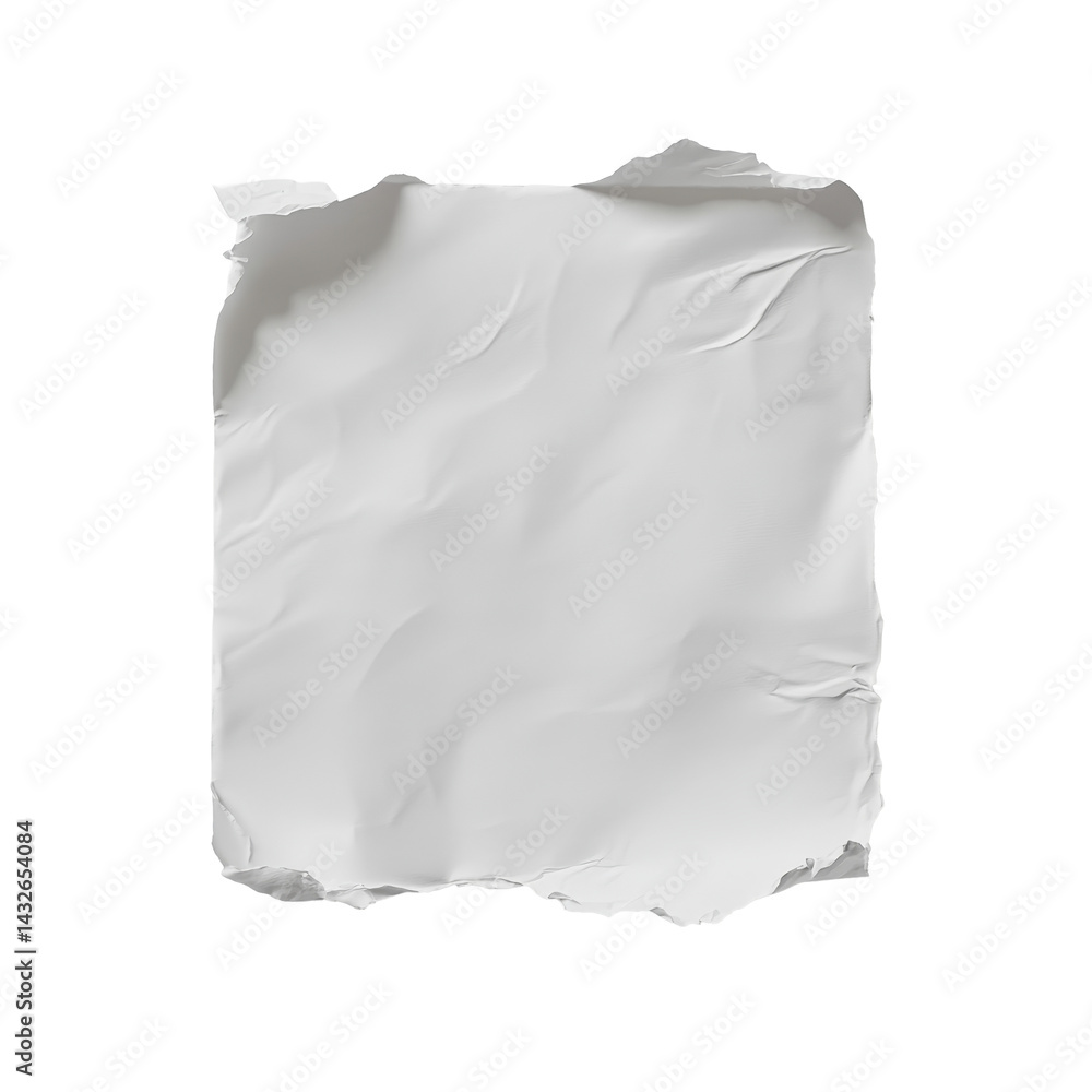 Poster crumpled small paper poster displayed against a clean, shadowed background highlighting its texture 