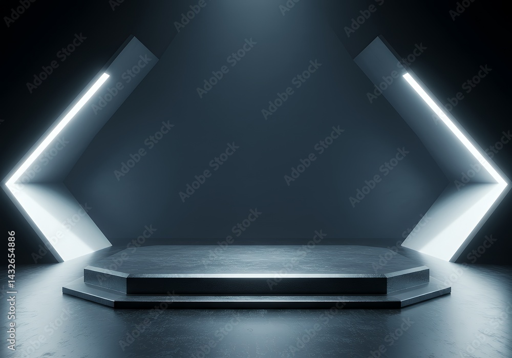 Poster empty stage with light frame for product presentation