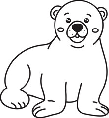 Simple illustration of a polar bear cartoon outline