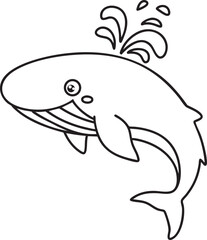 Simple Vector illustration of A Whale Cartoon Outline