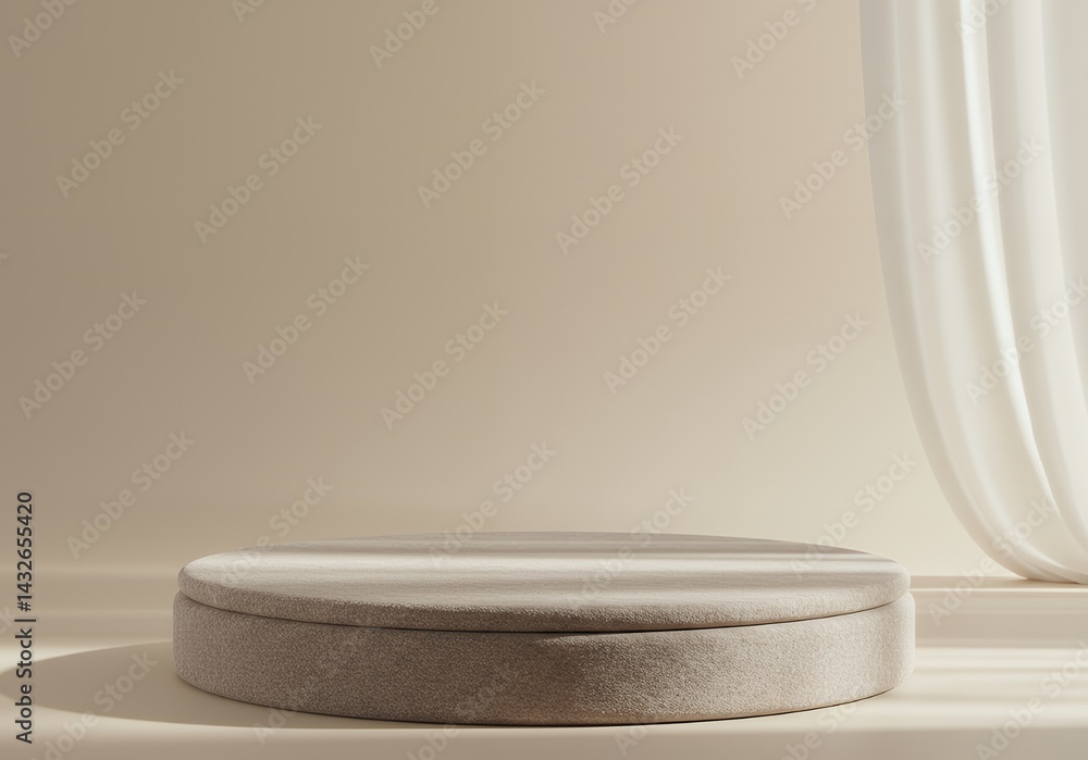 Poster display platform with minimalist style and neutral color palette