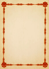 Vintage Wedding Invitation Template with Red Borders – Traditional Old Paper Design