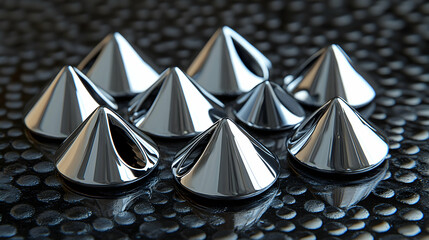 Metallic cones texture background industrial design