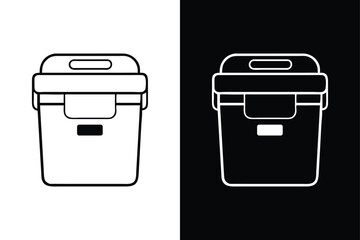 Freezer Icon Vector. Portable Fridge and Cooler Box Line Illustration