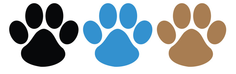 Dog or cat paw print flat icon for animal Paw vector foot trail of cat