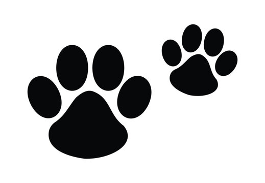 Dog or cat paw print flat icon for animal Paw vector foot trail of cat