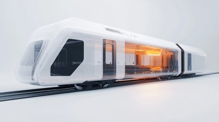 Fototapeta premium Futuristic train, studio, interior view, transportation, design