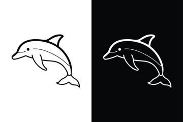 Jumping Dolphin Outline Icon. Clean Vector for Digital Use