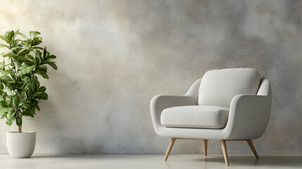 Minimalist white armchair modern interior design