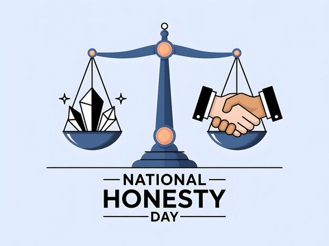 This graphic represents National Honesty Day, visually depicting the concept of fairness and ethical conduct.