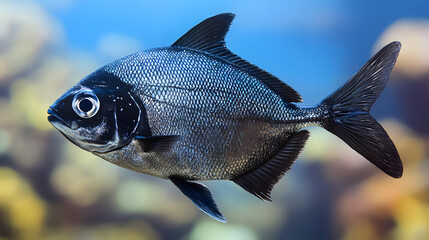 Underwater fish school swimming scene