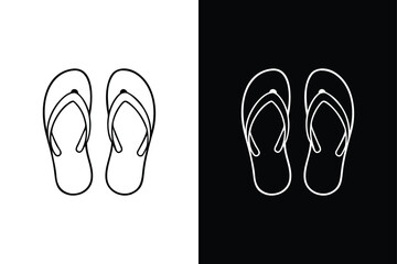 Slippers Line Icon. Flat Vector Flip Flops for Web & Print