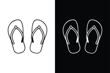 Minimal Flip Flops Vector Icon. Slippers Line Design for UI/UX