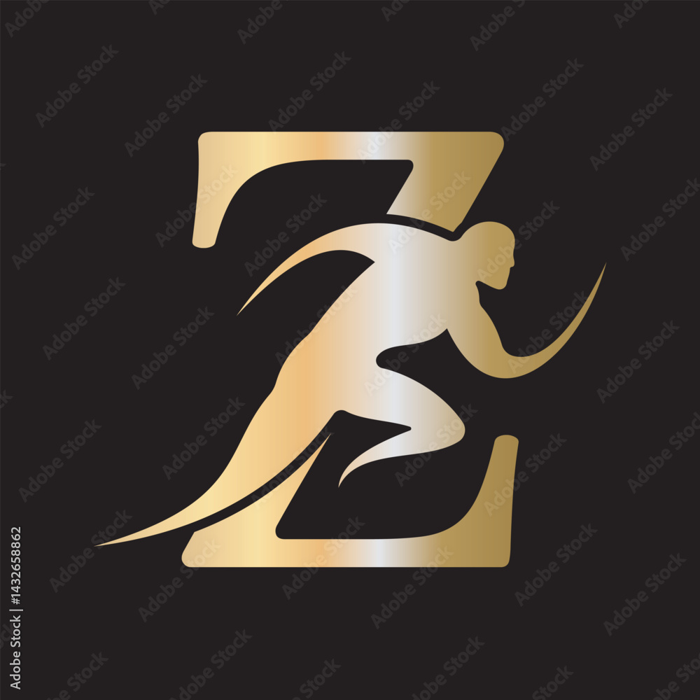 Fototapete initial running logo combine with letter z vector template