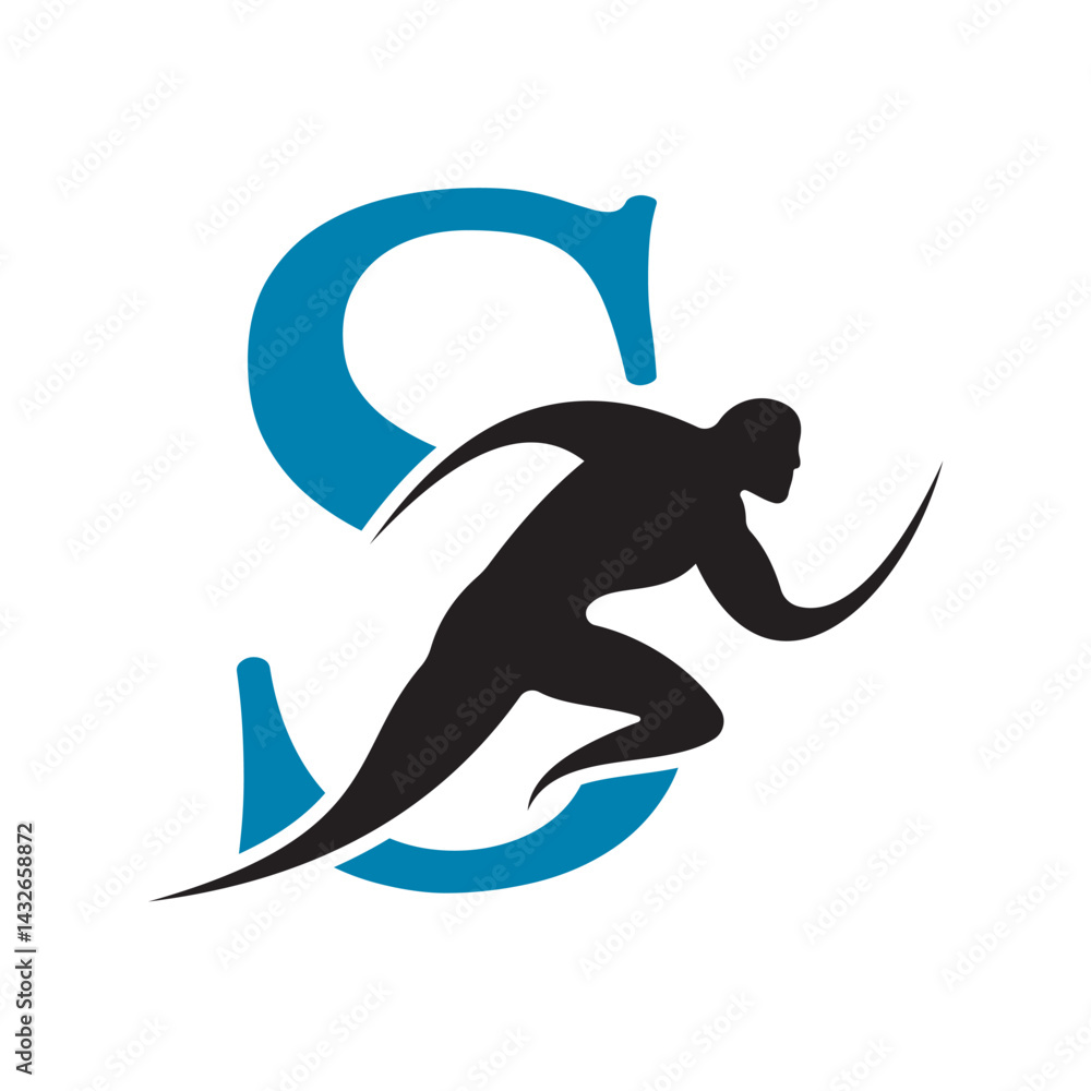 Fototapete initial running logo combine with letter s vector template