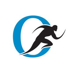 Initial Running Logo combine with letter O vector template