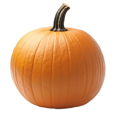 Isolated pumpkin on a transparent background showcasing vibrant orange color and distinctive ribbed texture, pumpkin isolated on transparent