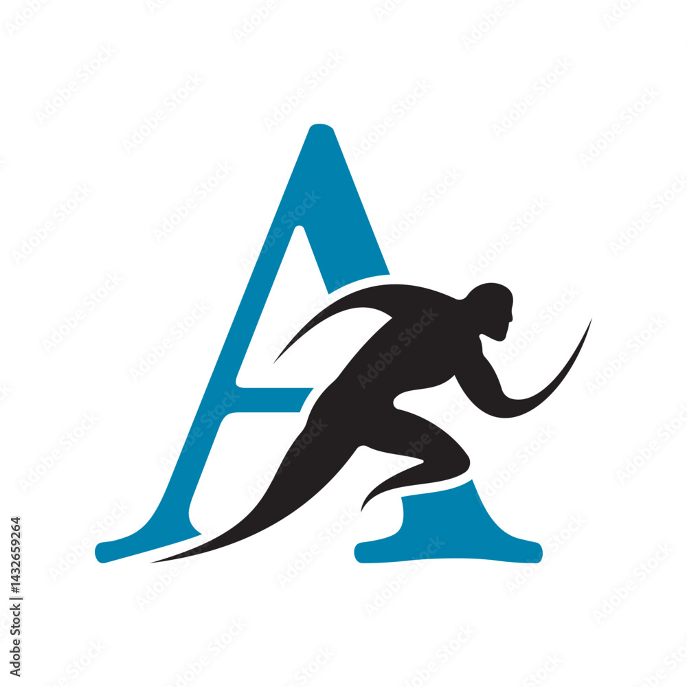 Fototapete initial running logo combine with letter a vector template