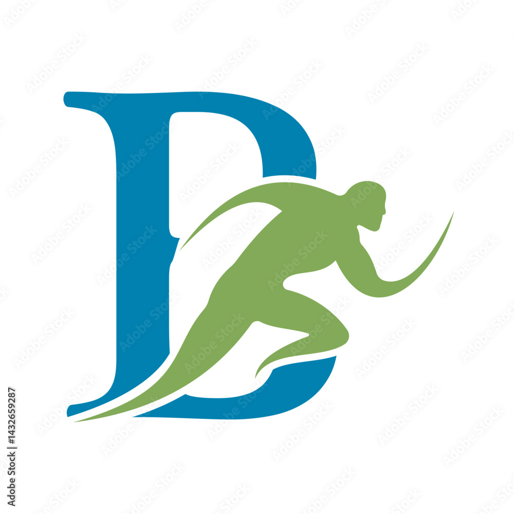 Fototapete initial running logo combine with letter b vector template