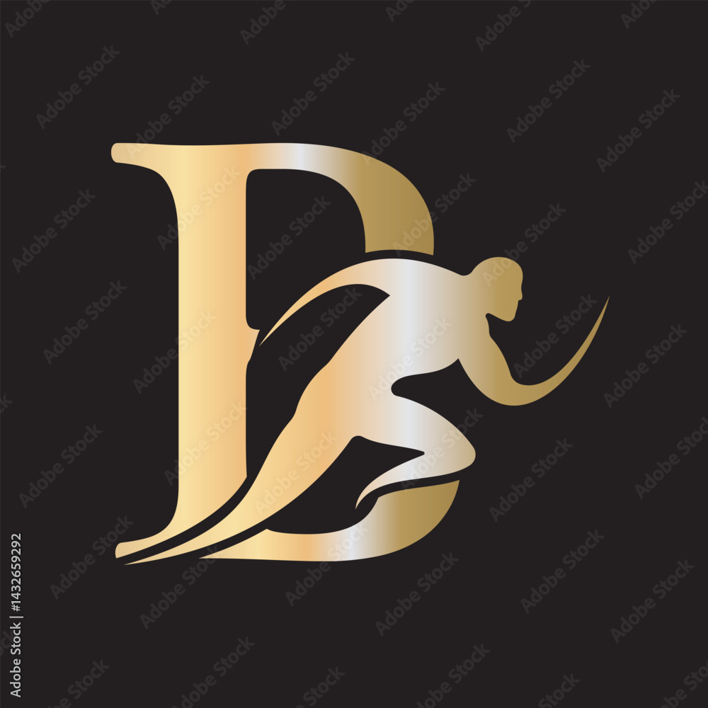 Fototapete initial running logo combine with letter b vector template