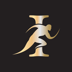 Initial Running Logo combine with letter I vector template