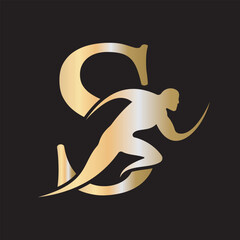Initial Running Logo combine with letter S vector template