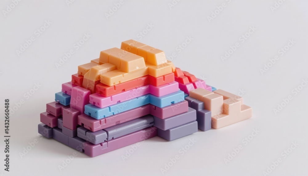 Poster colorful stacked blocks in a pyramid shape design.