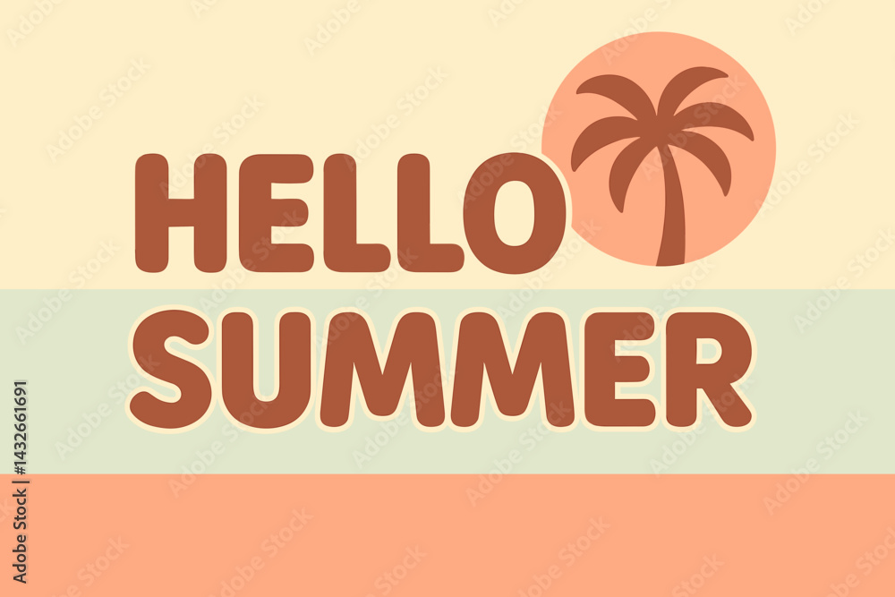 Poster retro summer vibes with palm tree and text design