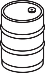 metal oil barrel line art, black outline, vector and illustration, coloring book page line art drawing
