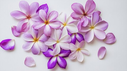 Obraz premium A vibrant arrangement of pink and white flowers on a clean background, showcasing nature's beauty