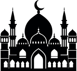 Mosque Silhouette Vector | Islamic Architecture, Dome & Minaret