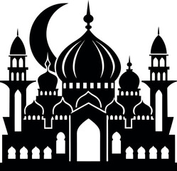 Mosque Silhouette Vector | Islamic Architecture, Dome & Minaret