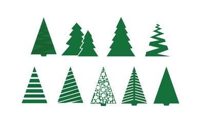 Set of Minimalist and Geometric Christmas Tree Icons