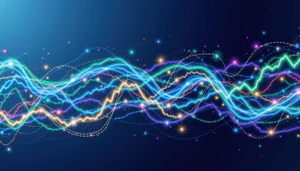 Fototapeta premium Abstract digital wave with vibrant colors and lights.