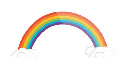 Colorful Rainbow Arching Over Clouds – Vector Illustration