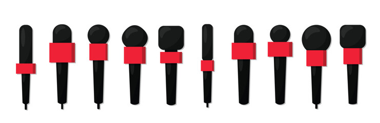 Vector Set of Black Microphones – Press Media Icons Collection