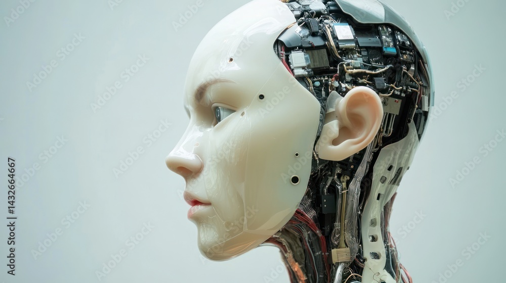 Aufkleber a conceptual depiction of artificial intelligence, human resemblance in robotics