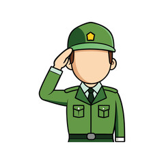 Soldier Saluting Vector Illustration, Military Man in Uniform, Army Tribute Graphic Design Art

