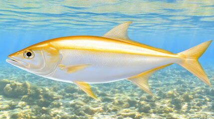 Naklejka premium Yellow fish underwater closeup