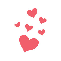 red hearts isolated on white background