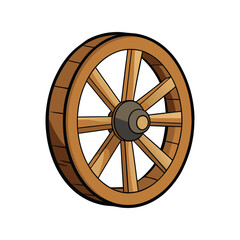 Obraz premium Wooden Wheel Vector Illustration, Vintage Cartwheel Clipart for Rustic Design, Farm Equipment Graphic