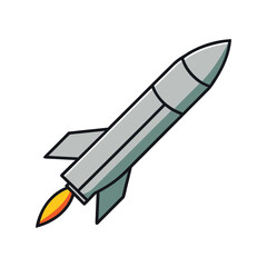 Missile Vector Illustration, Military Rocket Clipart for War and Defense Concepts, Explosive Weapon Design Graphic
