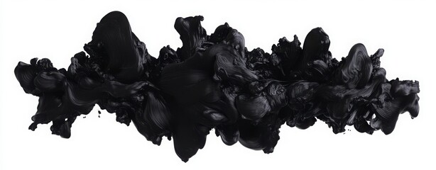 Abstract Black Ink Blob Texture On White Background
