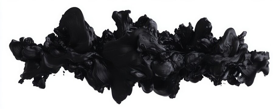 Abstract Black Ink Blob Texture On White Background