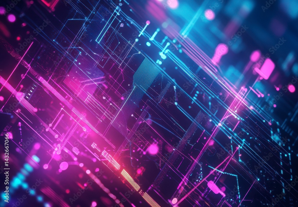 Poster abstract digital network vivid color lines and glowing energy motion