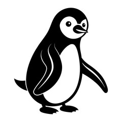 Silhouette of a cute walking penguin vector illustration